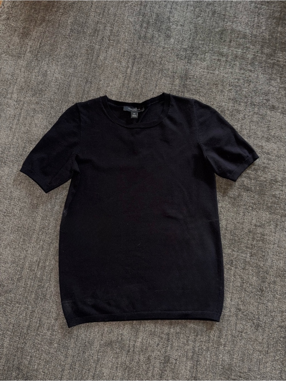 Ann Taylor Black Petite Crewneck Knit Top